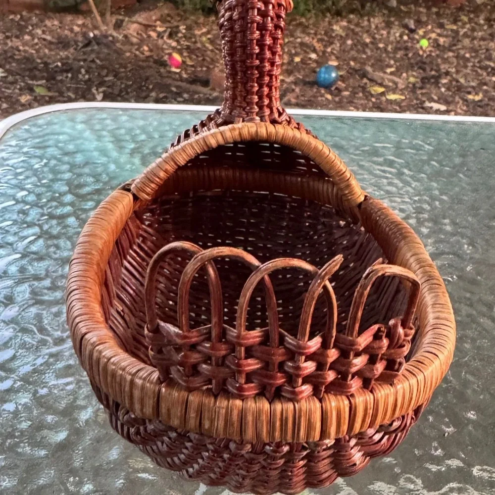 Vintage Wicker Duck Basket Hand Woven Rattan Animal Shaped Decorative Bowl Brown